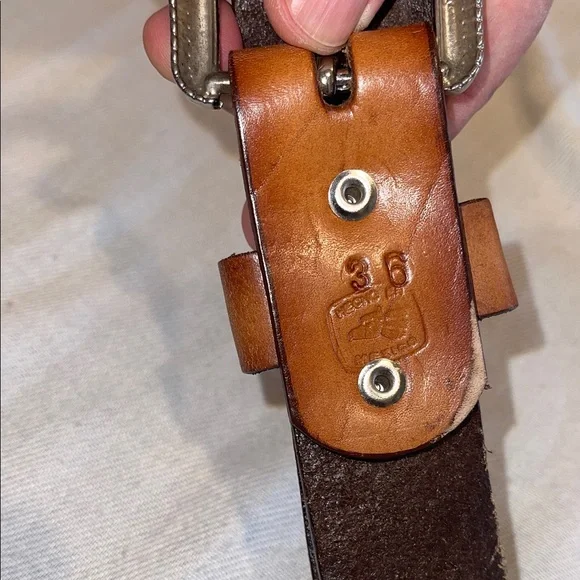 Floral Embossed Brown Leather Belt - Picture 4 of 4